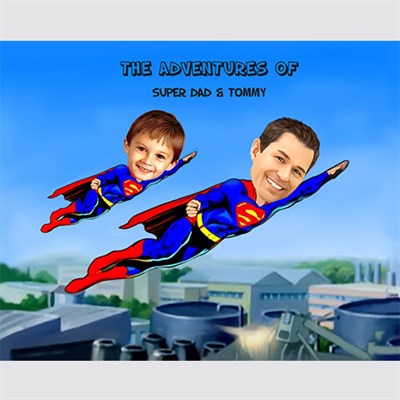 Super Dad Caricature from Photos,by myDaVinci - myDaVinci